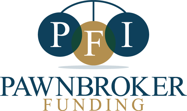 Pawnbroker funding logo with blue and gold brand colors